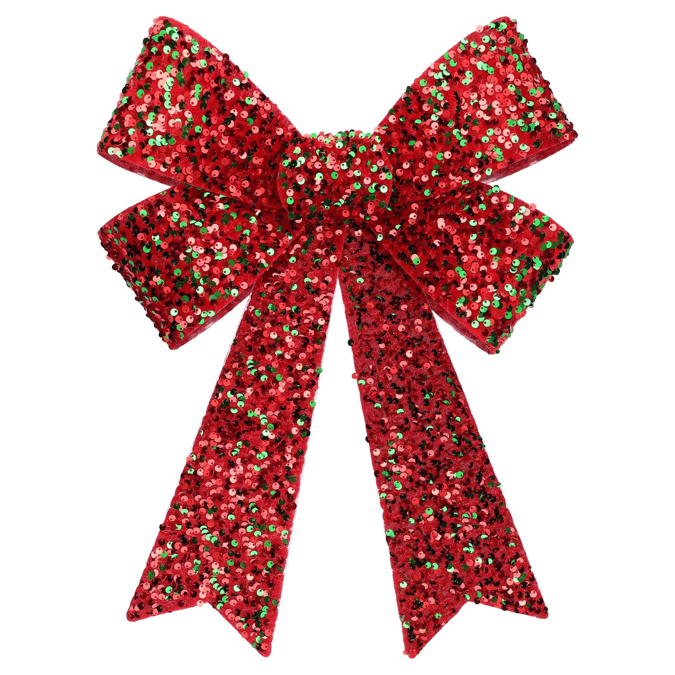 Red and Green Sequin Decorative Christmas Bow, 17", by Holiday Time