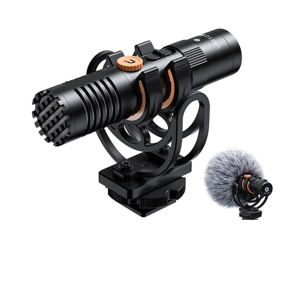 VM10 Pro Camera Microphone With Shock Mount, Gain Control And Video Shotgun Microphone