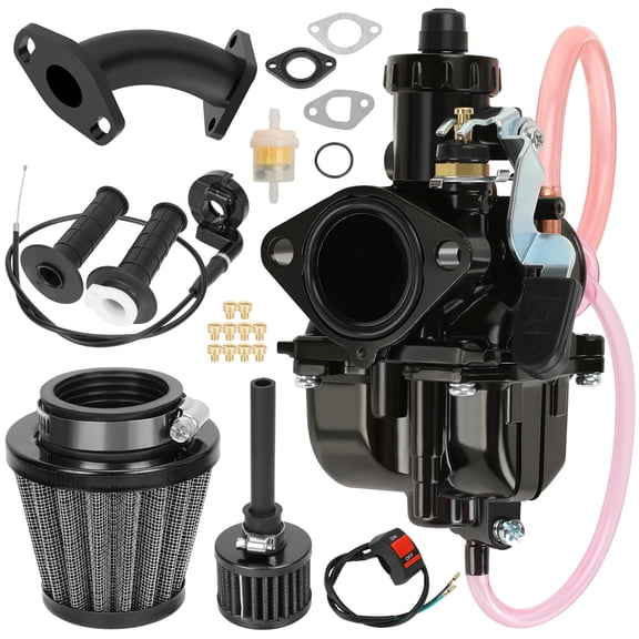 VM22 Carburetor Kit Compatible with Predator 212cc 196cc 224cc 6.5hp Coleman Mini Bike CT200U BT200X Baja Warrior MB200 Parts Curved Intake Manifold Throttle Assembly
