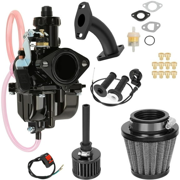 VM22 Carburetor Set Fit for Predator 212cc 196cc 224cc 6.5hp Coleman Mini Bike CT200U BT200X Baja Warrior MB200 Parts Curved Intake Manifold Throttle Kit