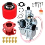 VM22 Racing Performance Carburetor Carb for Predator 212cc 196cc Coleman CT200U BT200X KT196 Mini Bike Go Kart GX160 GX200 5.5HP 6.5HP OHV Clone Engine with Intake Manifold 38mm Air Filter Parts Red