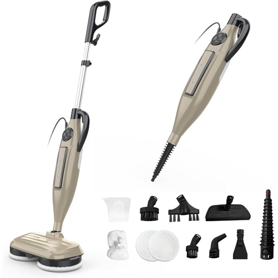 VM6 Scrubbing Steam Mop with Rotating Pads, 10 in 1 Mop, Lightweight ...