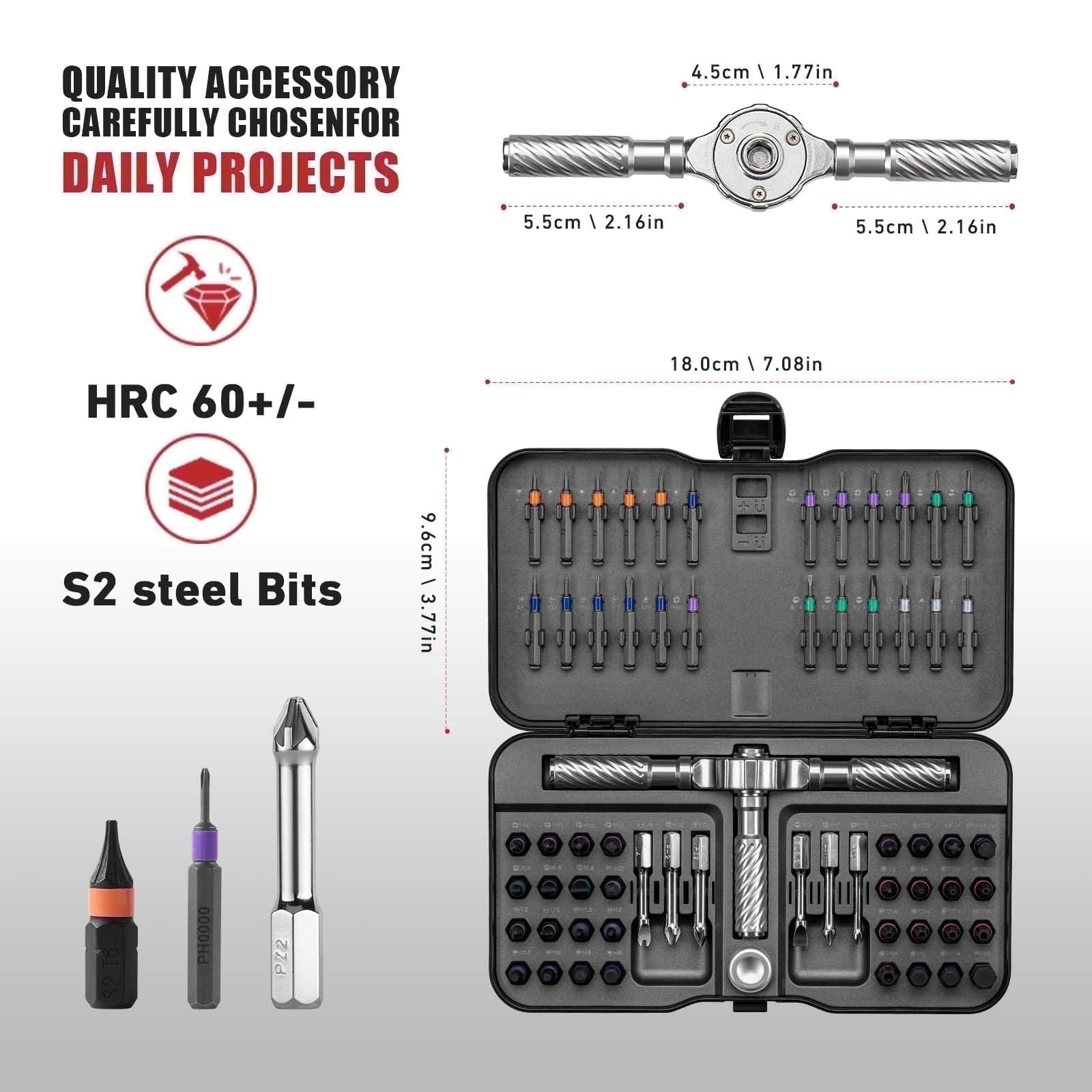 VMAN, Magnetic Precision Screwdriver Set, 66-in-1, Anti-Skid