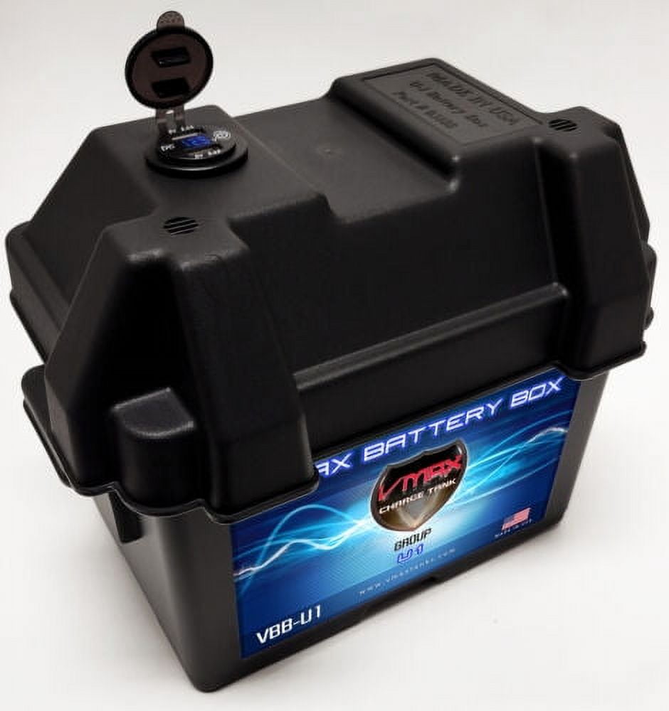 VMAX Group U1 12V Universal Battery Box w/ strap Voltmeter USB heavy