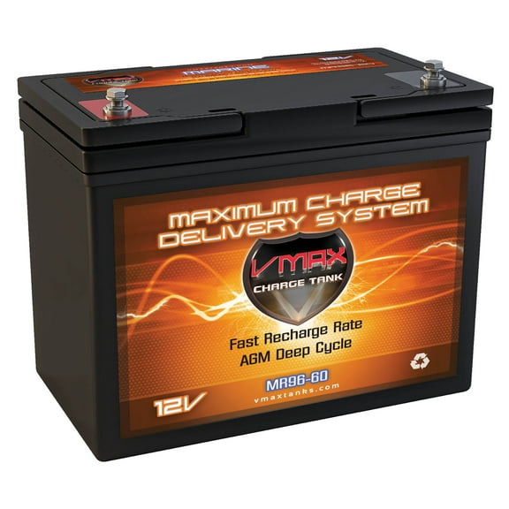VMAX MR96-60 12V 60Ah AGM Deep Cycle Marine Battery for 12 Volt 36 Pound 36lb Thrust Trolling Motors