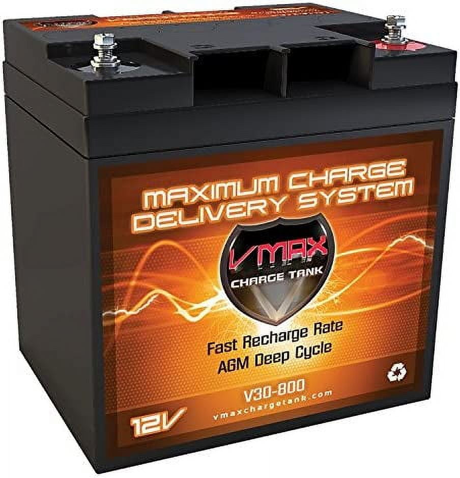VMAX V30-800 12V 30AH AGM Deep Cycle Battery (6.5"Lx5"Wx7.2"H) for Berkley BTM25 - Freshwater 12V 25lbs Electric Trolling Motor