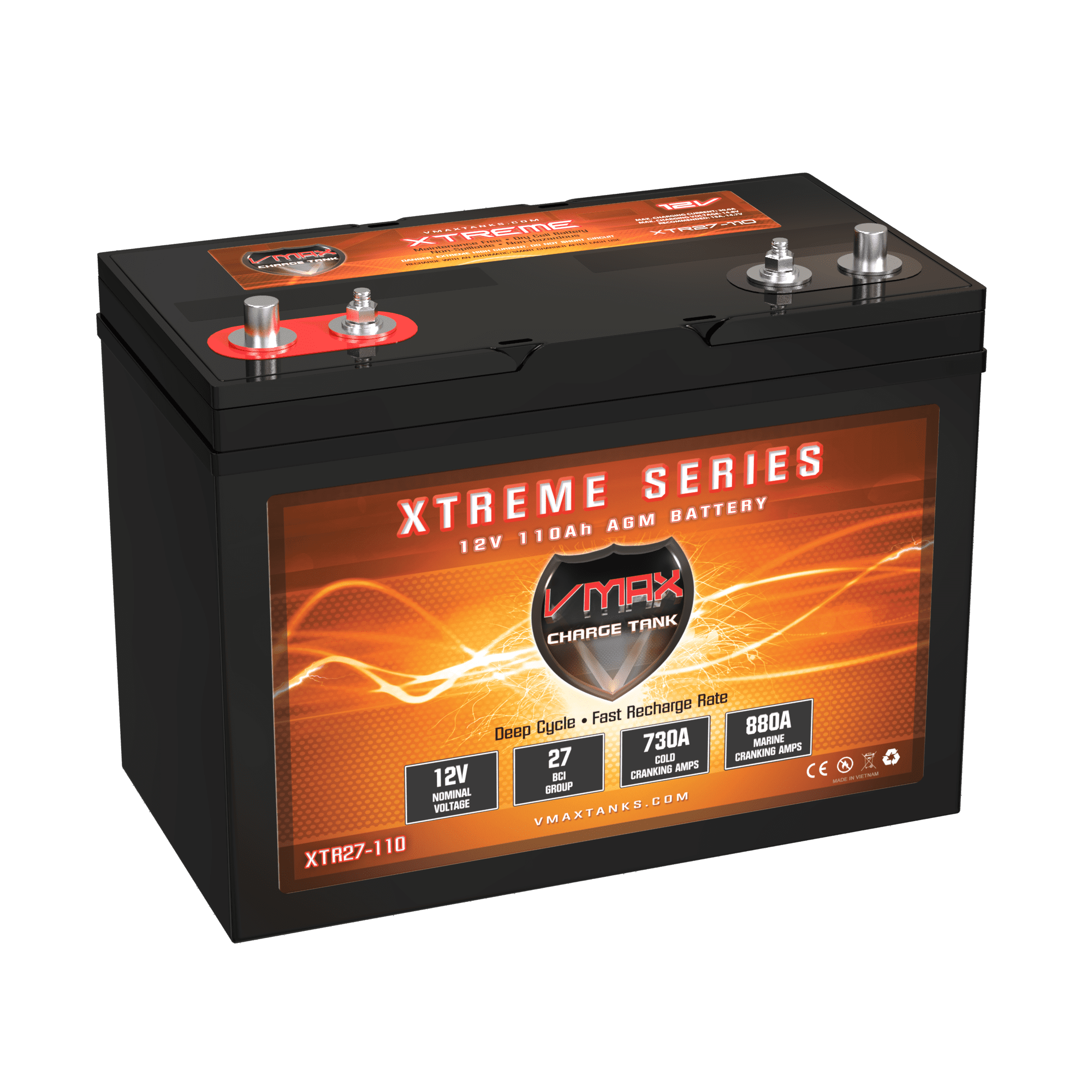 VMAX XTR27-110 12V AGM Deep Cycle 110Ah Heavy Duty Battery replaces Advanced Auto Parts 27-1-S
