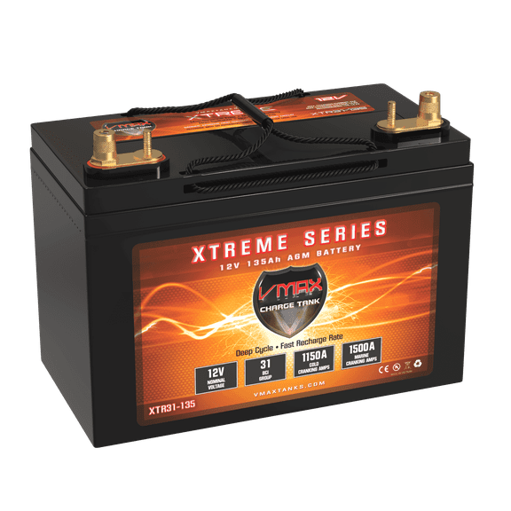 VMAX XTR31-135 for WYNN power boats w/group 31 marine deep cycle AGM 12V battery