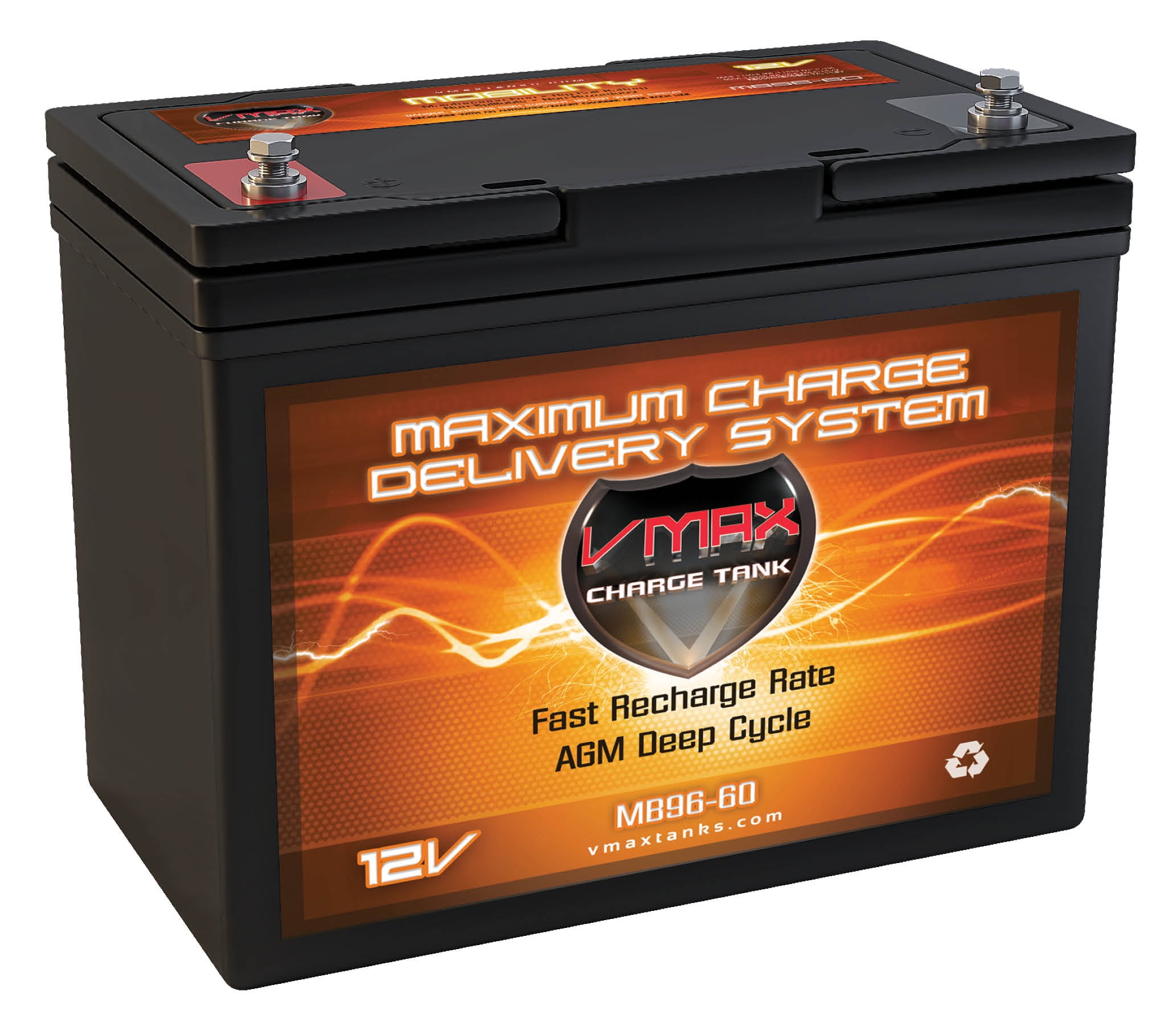 VMAXMB96 AGM Group 22 Deep Cycle Battery Replacement for Electric Mobility Rascal Power Chair 12V 60Ah Wheelchair Battery