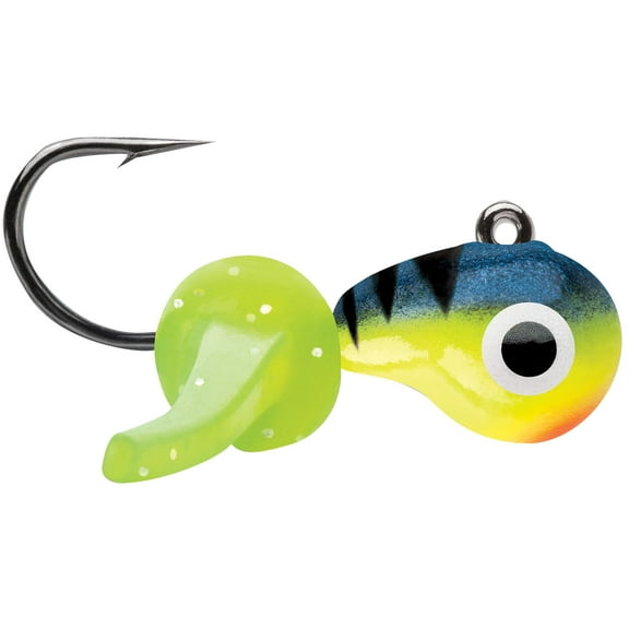 VMC 1/16 oz. Tungsten Mustache Jig Fishing Lure 2-Pack - Glow Hot Perch