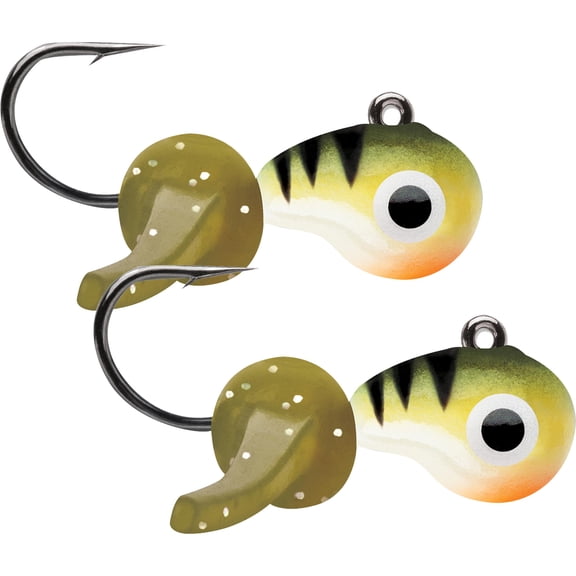 VMC 1/32 oz. Tungsten Mustache Jig Fishing Lure 2-Pack - Glow Yellow Perch