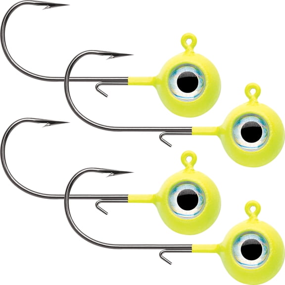 VMC 3/8 oz. Neon Moon Eye Jig - 4 Pack - Chartreuse