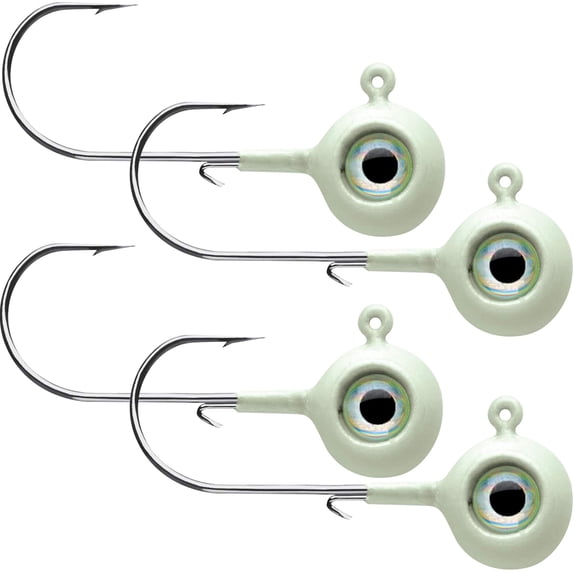 VMC 3/8 oz. Neon Moon Eye Jig - 4 Pack - Glow Chartreuse