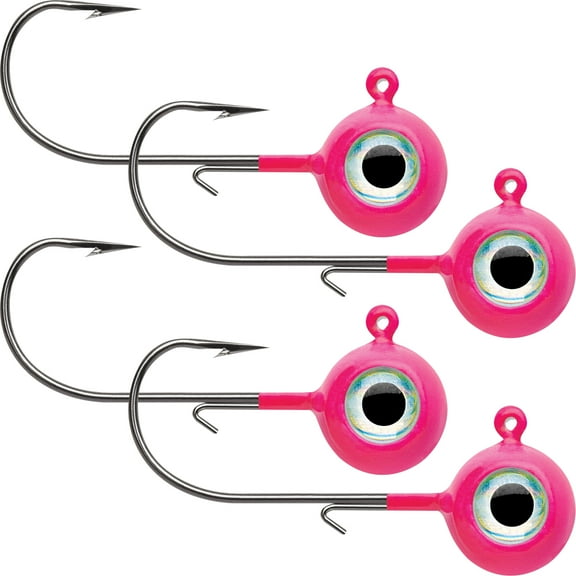 VMC 3/8 oz. Neon Moon Eye Jig - 4 Pack - Glow Pink