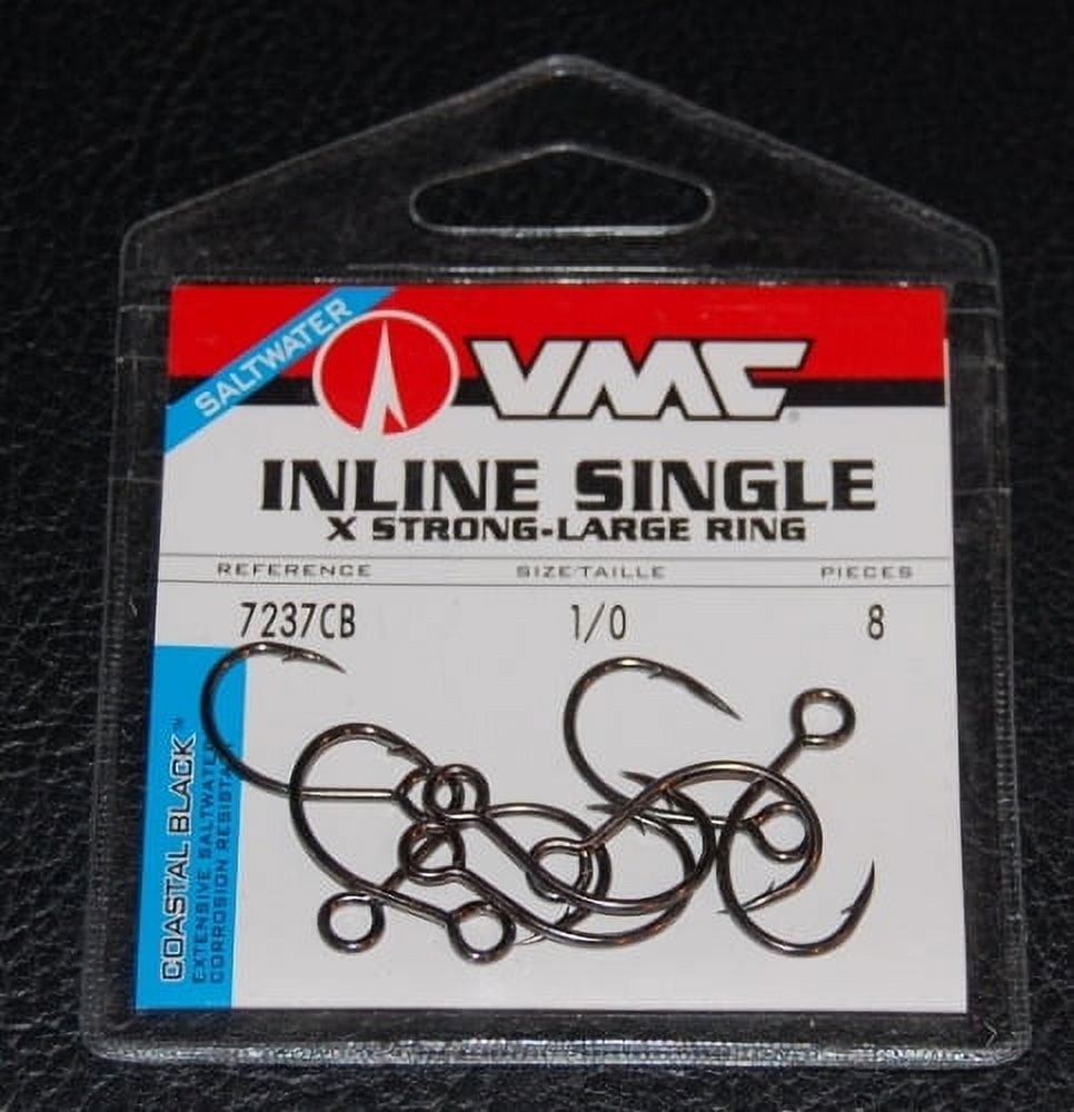 VMC 7237CB#1/0PP Inline Single Hook Size 1/0 Needle Point Extra Wide