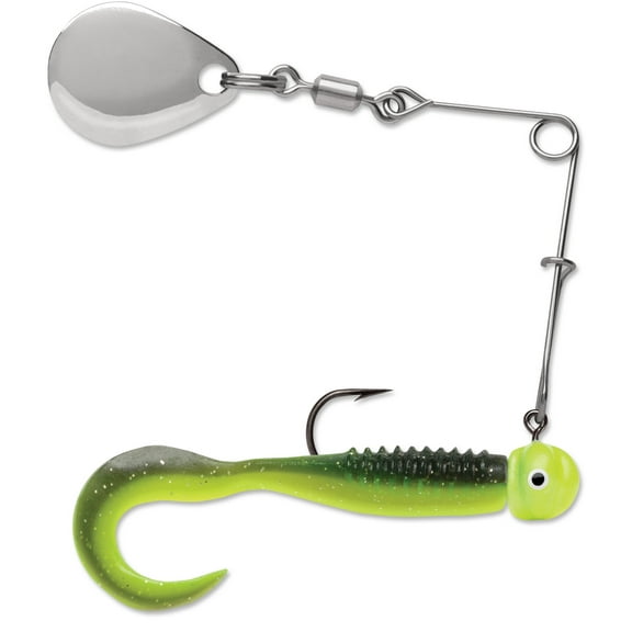 VMC Curl Tail Spinnerbait 1/8 Black Chartreuse Glow