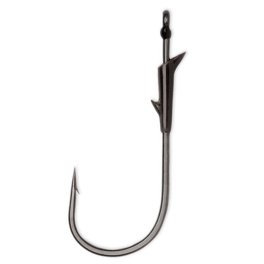 Mustad Wide Gap Weedless Fishing Hook - Black Nickel Size 1/0, Ideal For Soft Plastic Baits & Weedy Areas
