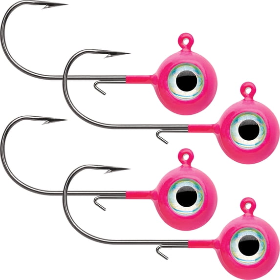 VMC Neon Moon Eye 3D Holographic Jig Fishing Lure, Glow Pink, Size 1/0, 1/8 oz., 4 Count, NME18-GLPK