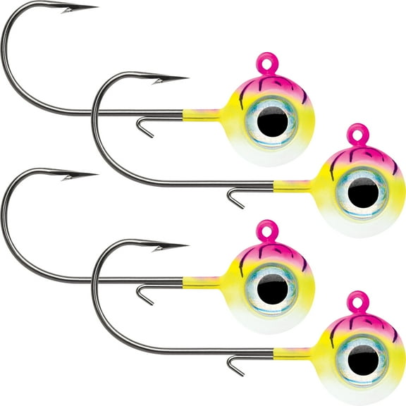 VMC Neon Moon Eye 3D Holographic Jig Fishing Lure, Pink Fire UV, Size 2/0, 1/4 oz., 4 Count, NME14-PFU