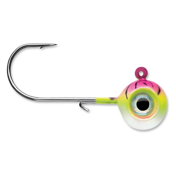 VMC Neon Moon Eye Jig, 1/2oz, 2/0 Hook, 4pk, Pink Fire UV