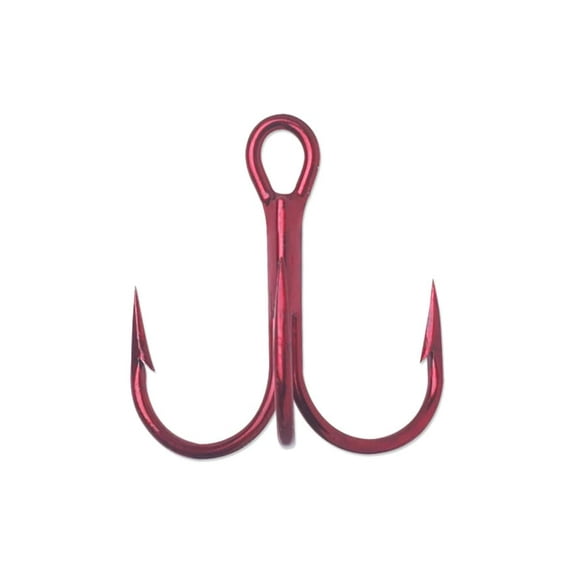 VMC Round Bend Treble Short Shank 1X Hook #1 Tin Red 7PK