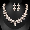 thumbnail image 1 of VMENG YZYI Elegant Gold Color Jewelry Set For Women, Luxury Rhinestone Pearl Necklace Earring, Bridal Wedding Party Banquet Gift, 1 of 6