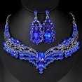 thumbnail image 1 of VMENG YZYI Noble Crown Design Jewelry Set For Women,Blue Luxury Crystal And Diamond Necklace Earrings Set, Wedding Banquet Party Evening Dress Wear Gifts, 1 of 7