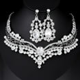 thumbnail image 1 of VMENG YZYI Noble Crown Design Jewelry Set For Women, White Luxury Crystal And Diamond Necklace Earrings Set, Wedding Banquet Party Evening Dress Wear Gifts, 1 of 7
