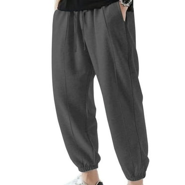 VMESZQFG Elastic Waist Pants for Men Casual Comfy Straight Leg Sweatpants with Pockets Mens Slacks Relaxed Fit Soft Jogger Athletic Trousers Dark Gray S