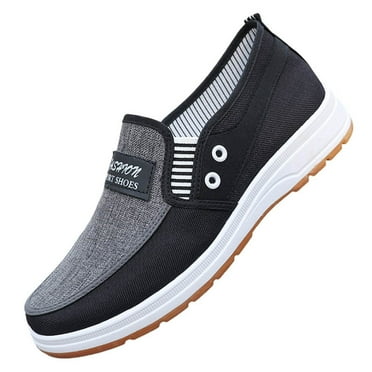 VMESZQFG Fashion All Season Men Casual Shoes Flat Non Slip Soles Canvas Lightweight Slip On Comfortable Features: Black