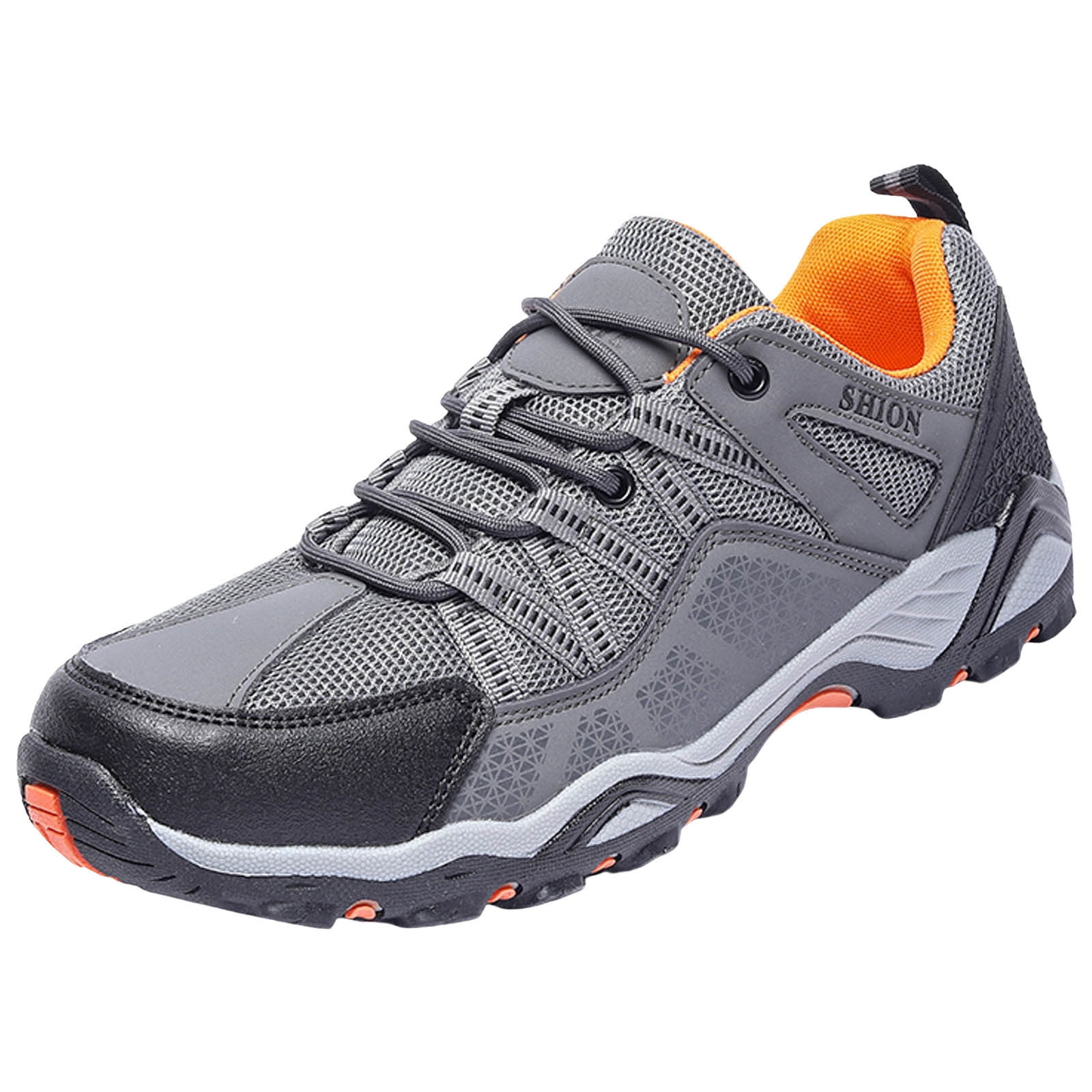 VMESZQFG Men Sports Shoes Fashionable New Pattern Simple Solid Outdoor Mountaineering Shoes Thick Sole Comfortable Travel Lace Up Shoes Grey