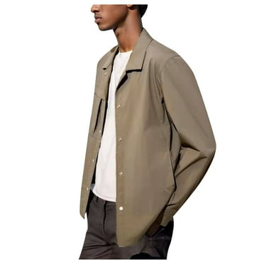 VMESZQFG Men's Jacket Lightweight Soft Jacket Mens Autumn And Winter Solid Color Slim Stand Coat Loose Fashion Mens Jacket Lightweight Medium Brown XL