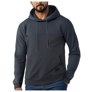 VMESZQFG Men's Oversized Hoodies Sweatshirt Big And Tall Men Men's Hooded Sweater Is Fashionable Casual Simple And Generous Hooded Pullover Pocket Plaid Mens Hoodie with Zipper Blue