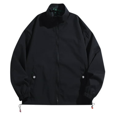 VMESZQFG Mens Lightweight Jacket Men Rain Jackets Men's Reversible Standing Work Jacket Mens Light Wool Coat Mens Windbreaker Jackets Black M