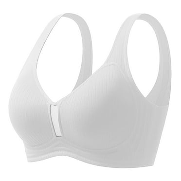VMESZQFG Wireless Bras for Women's Seamless Full Coverage Comfort Soft V Neck Womens No Underwire Support Push Up Everyday Bra White