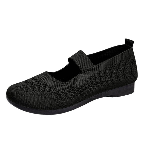 VMESZQFG Women's Ballet Shoes Round Toe Slip On Knit Casual Dress Shoes Comfort Ballerina Walking Shoes Black