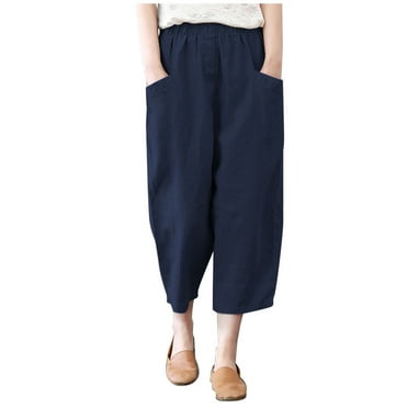 VMESZQFG Women's Straight Leg Casual Pants Hot Pants for Women Casual Women Casual Solid Color Large Size Loose High Waist Elastic Waist Pocket Casual Pants Womens Pantsuits for Business