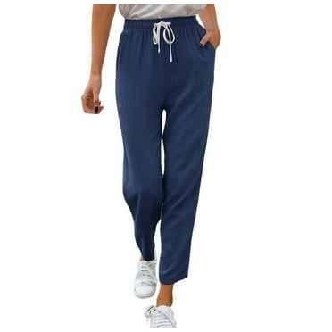 VMESZQFG Women's Straight Leg Casual Pants plus Size Casual Pants for Women 2x Womens Pants Dressy Casual Work Cotton Linen Straight Leg Drawstring Elastic Waist Loose Comfy Work Winter Women