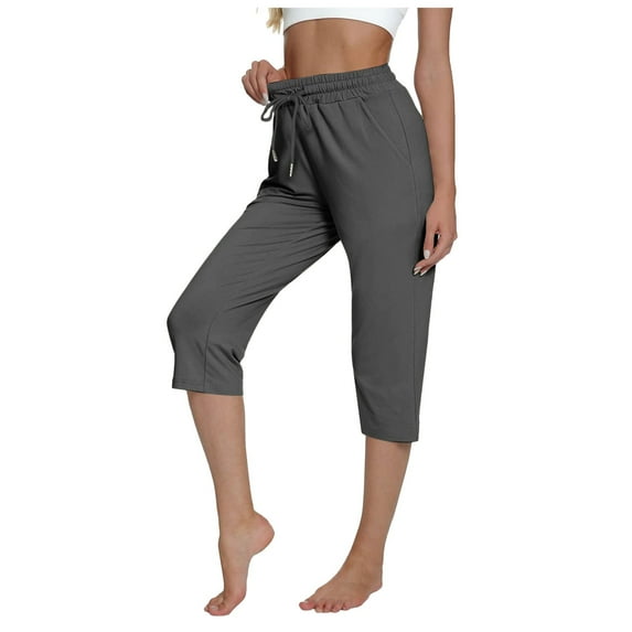 VMESZQFG Women's Wide Leg Pants with Pockets Women's Casual Pants Women's Capri Pants Sports Comfortable Casual Drawstring Capri With Pockets Wide Leg Jogging Exercise Yoga Pants plus Size 2x