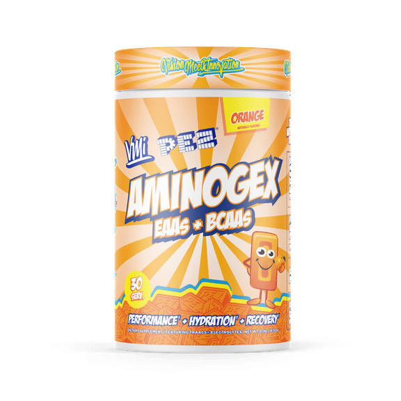 VMI Sports Aminogex Ultra | EAA + BCAA Powder | Amino Acid + Hydration Recovery Drink with Electrolytes, Betaine and Glutamine | (30 Servings) (PEZ Orange)