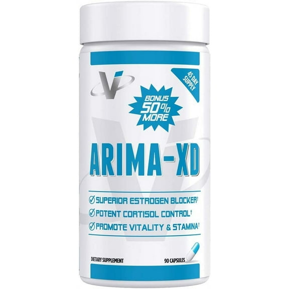 VMI Sports | Arima-XD | Estrogen Blocker for Men and Women | Aromatase Inhibitor | Cortisol Blocker | PCT Supplement for Balanced Testosterone & Estrogen Hormone Levels (Bonus Size - 90 Capsules)