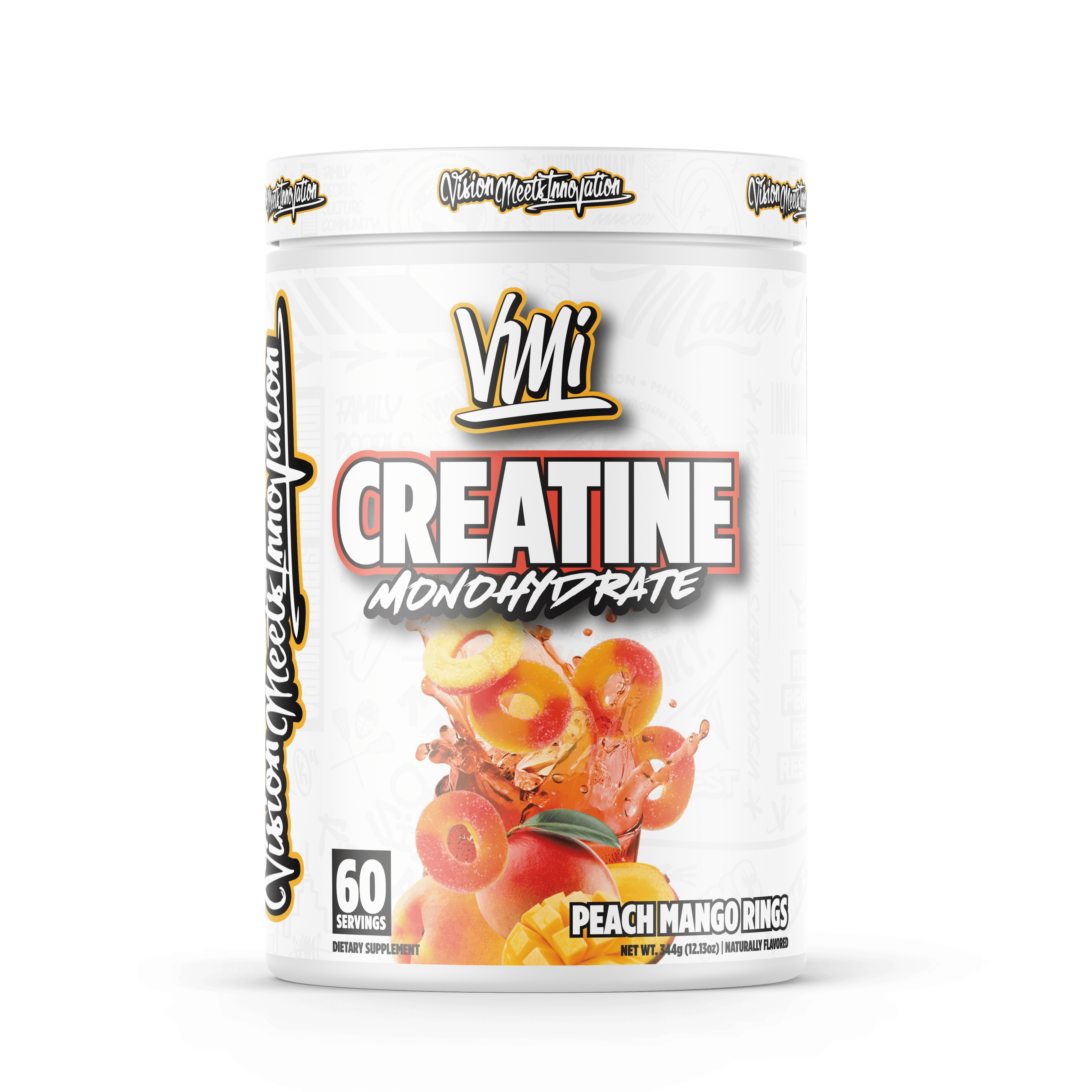 VMI Sports Creatine Monohydrate Powder Muscle Mass – Strength – Size – Power | 5 Grams per Serving (60 Servings, Peach Mango Rings)