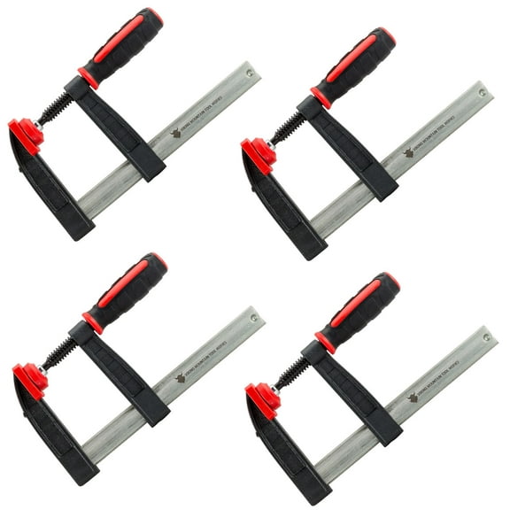 VMTW F style easy open and close steel bar clamp with cast Iron jaws 3-1/4 throat 6-3/8 open 4 pack