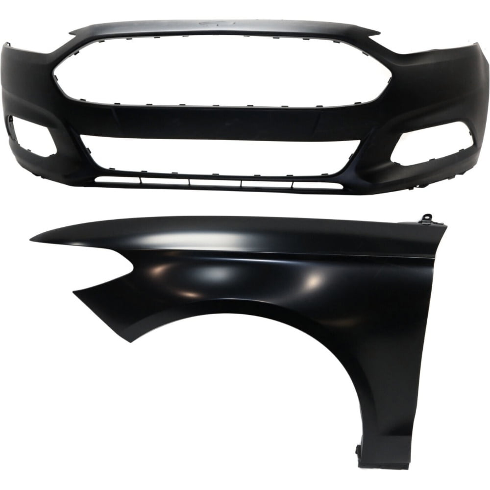 Front Primed Plastic Bumper Cover For Ford Focus S/SE/Titanium 2012-2014 (with Fog Light Holes, No License Plate Cut-Out) - Part #12264756, FO1000664