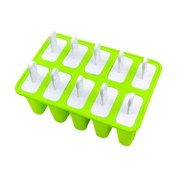 VMWMSSR 10-Cavity Silicone Mold, Easy Release Ice Pop Maker, Reusable Frozen Treat Mold with Sticks for Homemade Frozen Summer Snacks(Light Green-7.87" Ã 5.31" Ã 4.92")