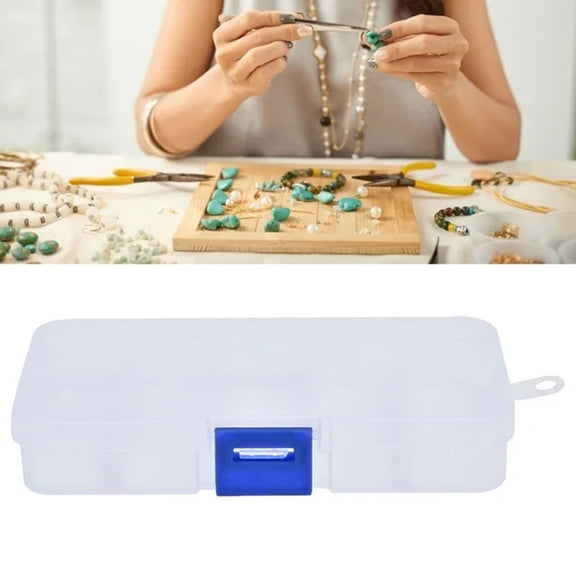 VMWMSSR 10 Grid Clear Storage Box Portable Divided Small Parts Organizer Case Snap Lock Craft Bead Jewelry Hardware Container For Diy Craft Fishing(Clear-13cm)