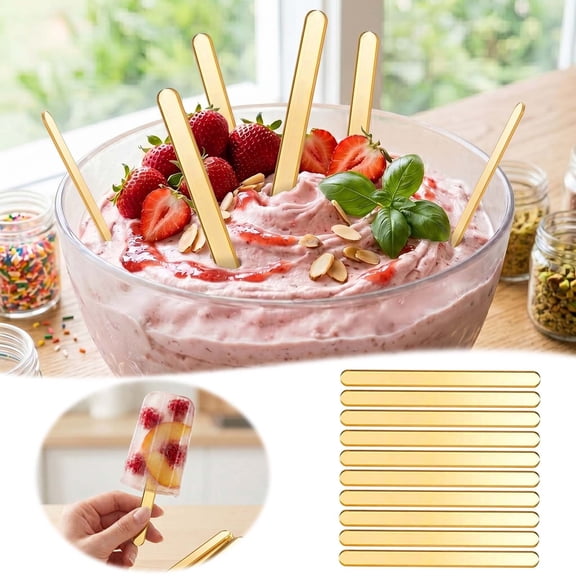 VMWMSSR 10PCS Reusable Acrylic Popsicle Sticks, 4.53" DIY Ice Cream Sticks, Food Grade Craft Sticks For Homemade Popsicles & Crafts(Yellow-11.5X1cm)