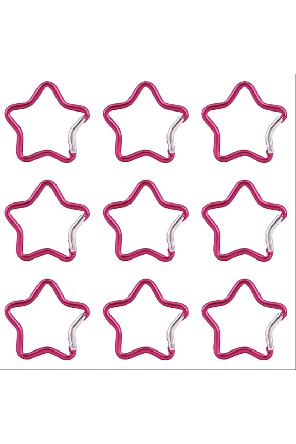 10Pcs Star Shaped Carabiner Clips, Lightweight Aluminum Alloy Star Carabiners, Multi Color Spring Snap Hook Keychain Clips For Backpack Camping Outdoor Daily Organizing(Hot Pink-10PCS)