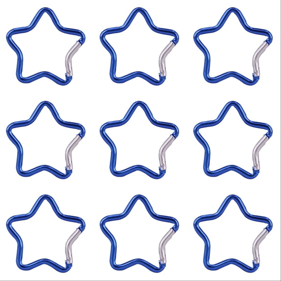 VMWMSSR 10Pcs Star Shaped Carabiner Clips, Lightweight Aluminum Alloy Star Carabiners, Multi Color Spring Snap Hook Keychain Clips For Backpack Camping Outdoor Daily Organizing(Blue-10PCS)