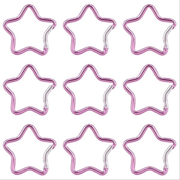 VMWMSSR 10Pcs Star Shaped Carabiner Clips, Lightweight Aluminum Alloy Star Carabiners, Multi Color Spring Snap Hook Keychain Clips For Backpack Camping Outdoor Daily Organizing(Light Pink-10PCS)